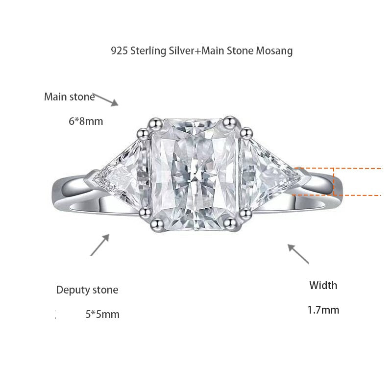 Radiant Emerald Triangle Moissanite Ring