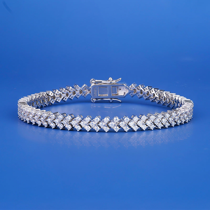 #154 VANNICK Cross-over Moissanite Tennis Bracelet in 925 Sterling Silver