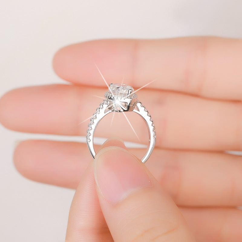 #139 VNK Marquise Cut Moissanite Halo Ring – 1CT/2CT Center,925 Sterling Silver Jewelry