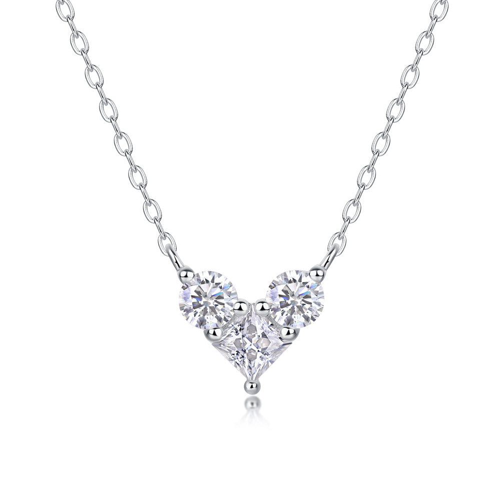 Geometric Heart Moissanite Pendant Necklace#177