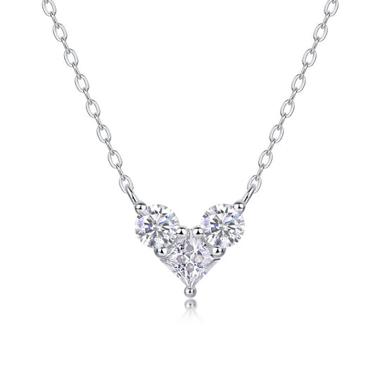Geometric Heart Moissanite Pendant Necklace#177