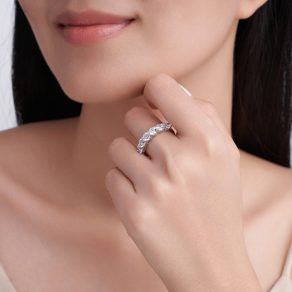 #06 Moissanite Half Eternity Rings 925 Sterling Silver Jewelry