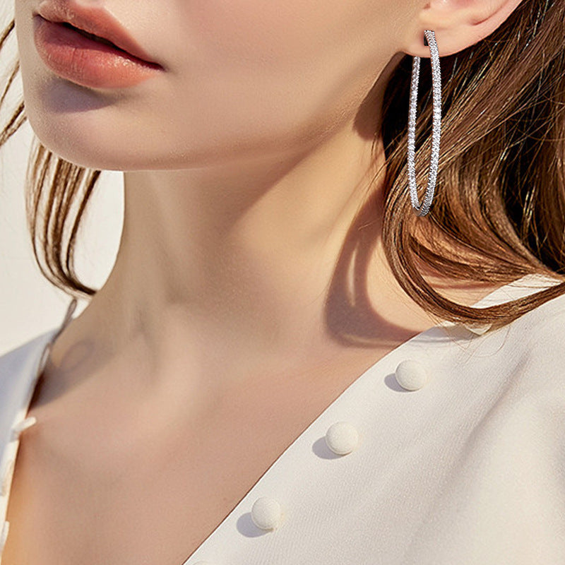 Slim Hoop Earrings Moissanite Jewelry