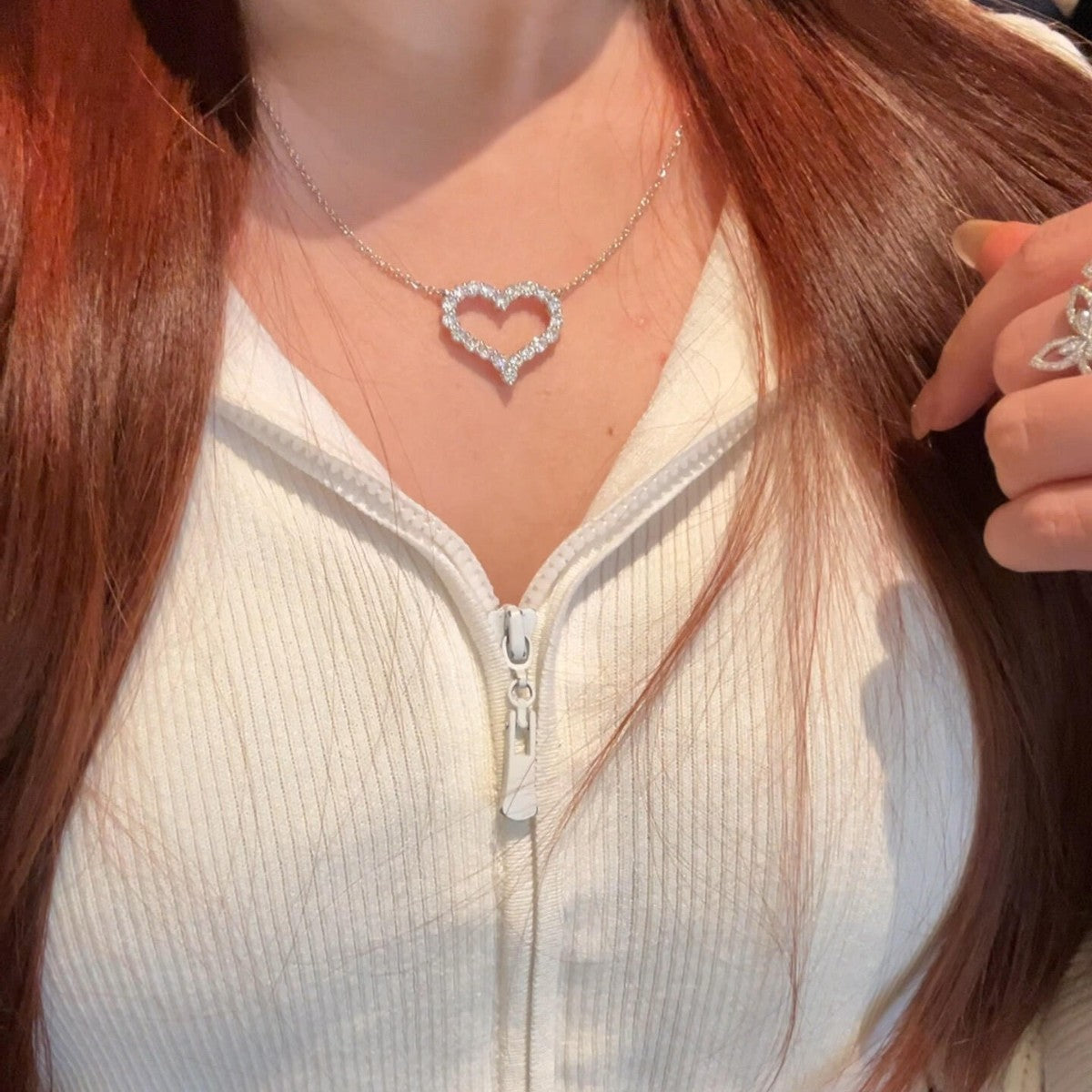 #98 Heart Moissanite Necklace & Stud Earrings Set
