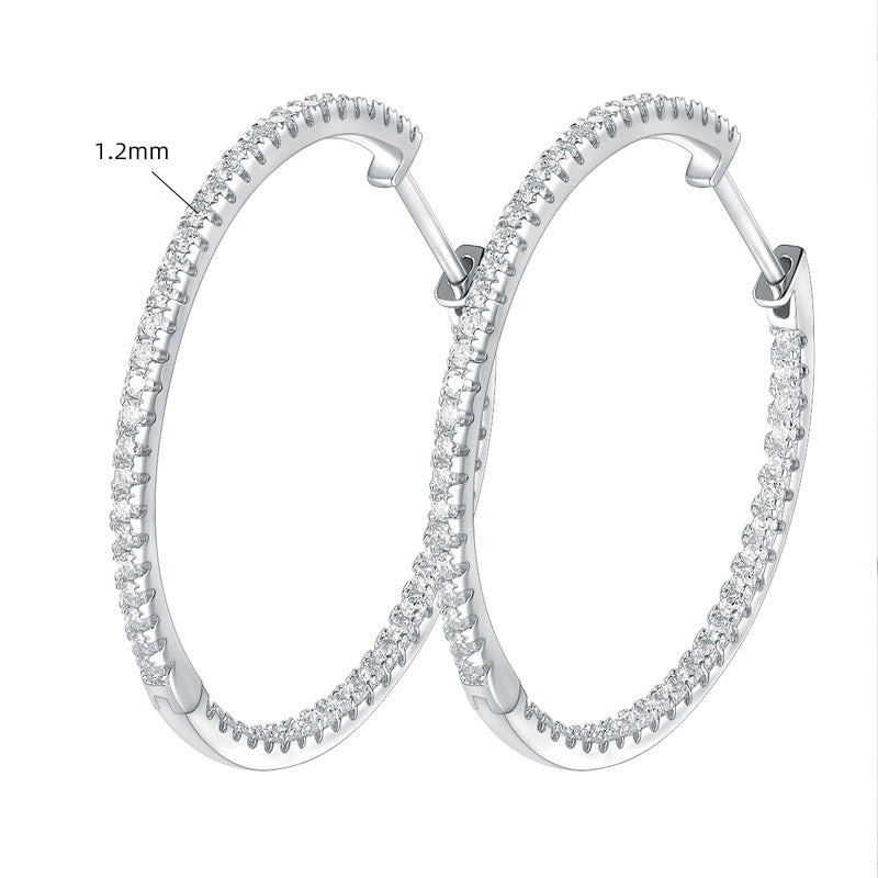 Slim Hoop Earrings Moissanite Jewelry