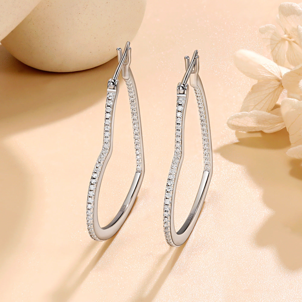 #46 VANNCIK Heart-Shaped Round Cut Moissanite Hoop Earrings – 925 Sterling Silver