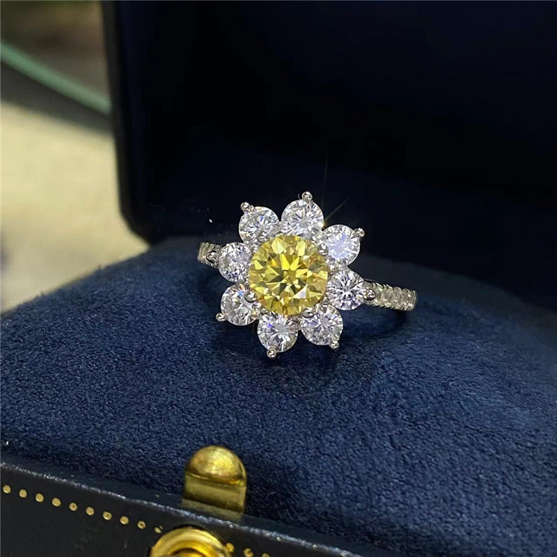 Sunflower Cluster Moissanite Ring#148