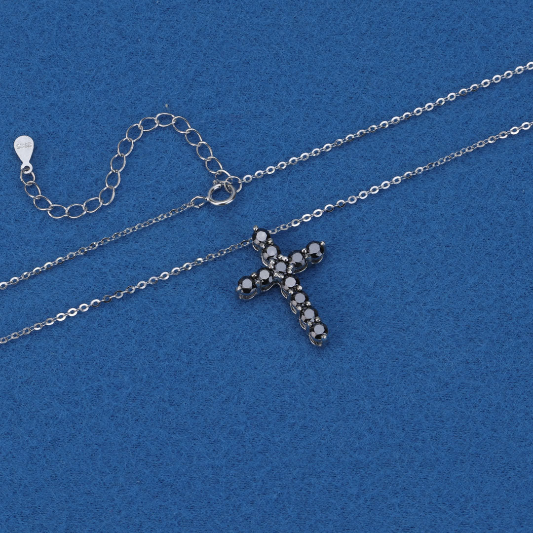 #107 Full Moissanite Gems Cross Pendant Necklace 925 Sterling Silver Jewelry