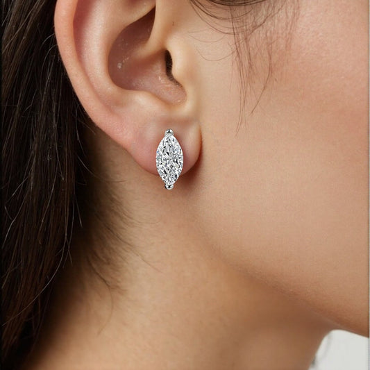 #95 VANNICK Marquise Cut Moissanite Stud Earrings – 1ct/2ct Options,925 Sterling Silver