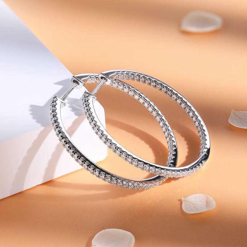 Slim Hoop Earrings Moissanite Jewelry