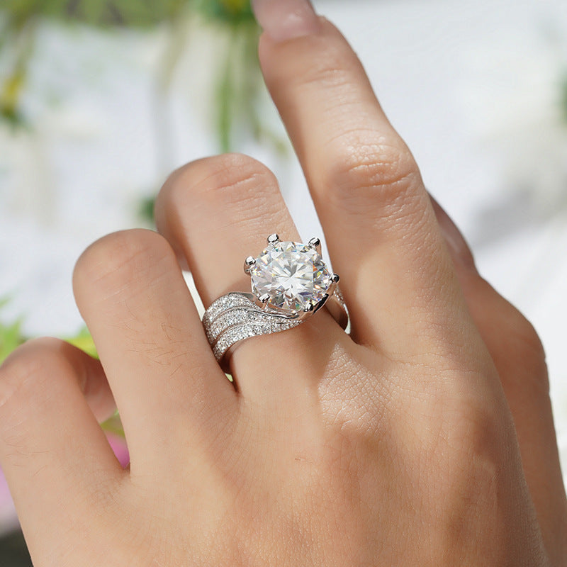 #147 VNK 3CT/5CT Twisted Wide Moissanite Engagement Ring - 925 Silver