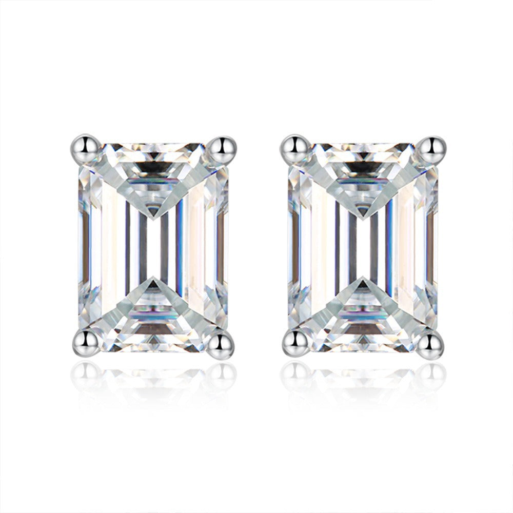 Color Emerald Cut Moissanite Stud Earrings#15