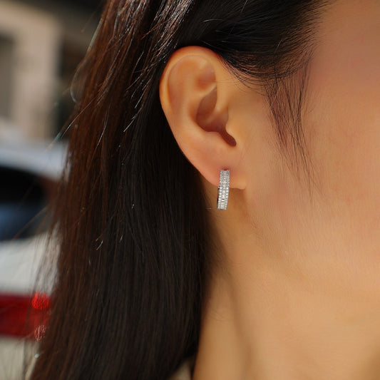 #45 VANNICK Baguette and Round Cut Moissanite Hoop Earrings – 925 Sterling Silver
