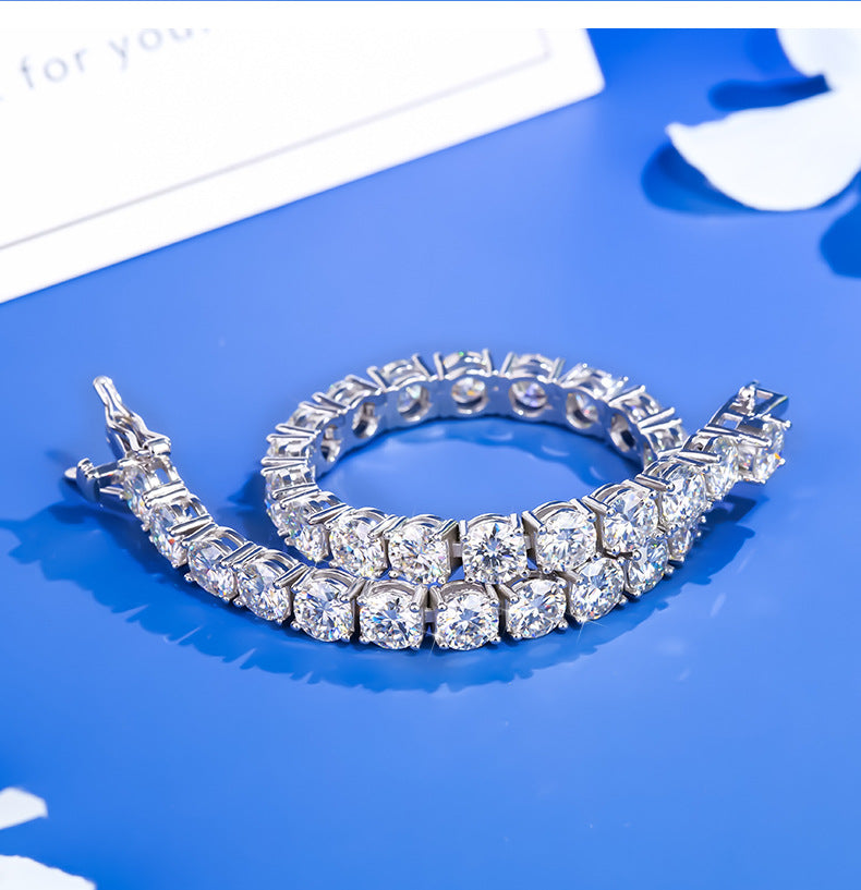 #74 Full Moissanite Tennis Bracelet 925 Sterling Silver Luxury Jewelry
