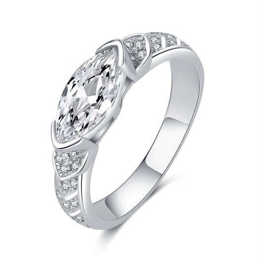 #137 VNK 1CT Marquise Cut Moissanite Ring – Snake-Inspired Pavé Band,925 Sterling Silver