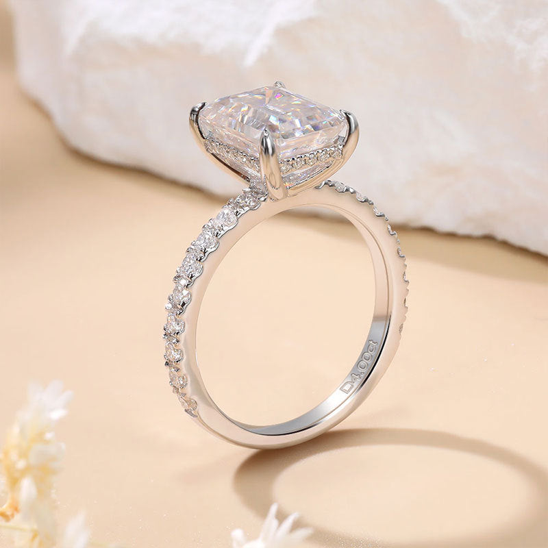 4ct Emerald Moissanite Engagement Ring