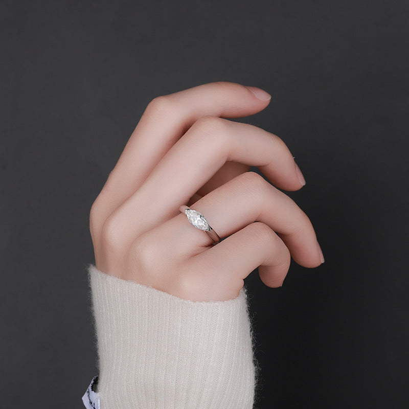 #136 Bezel-Set Marquise Moissanite Ring – Daily Luxury Band
