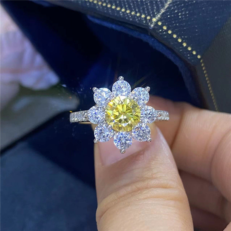 Sunflower Cluster Moissanite Ring#148