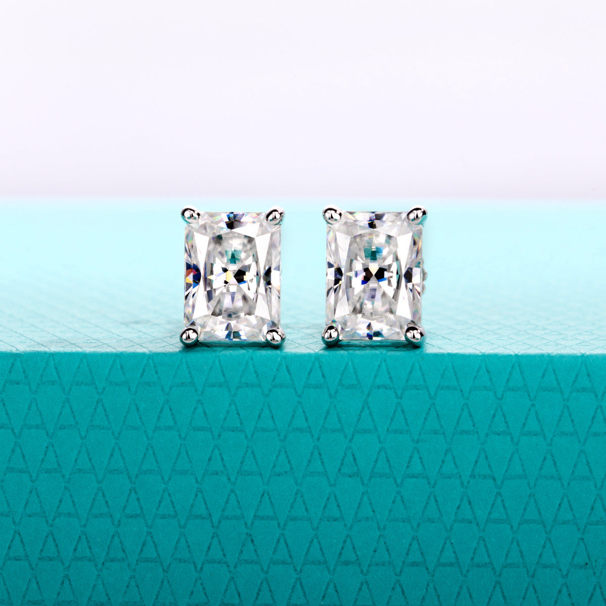 #11 Radiant Cut Moissanite Earrings in 925 Sterling Silver