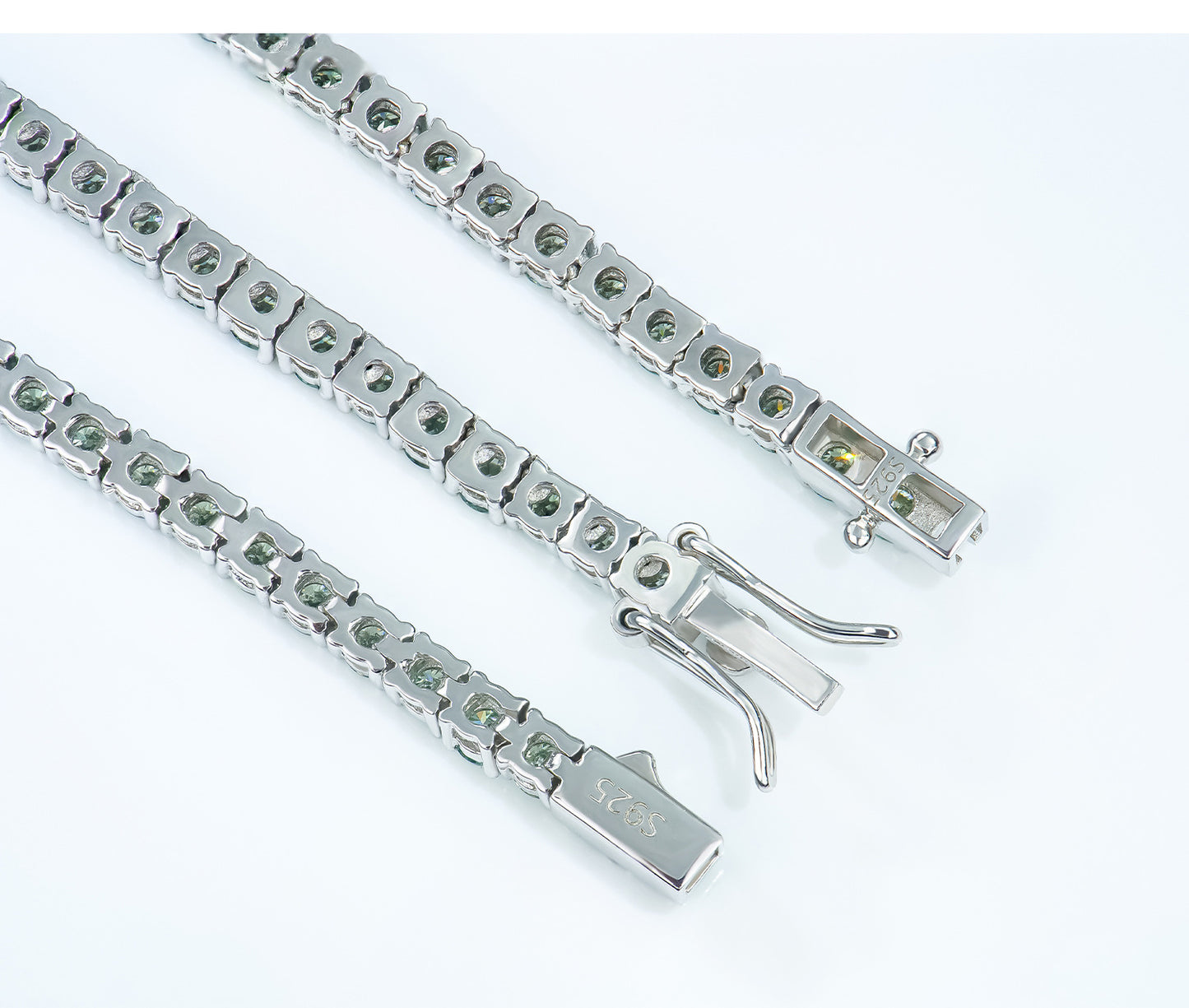 #1 55 VANNICK Teal-Blue Moissanite Tennis Bracelet in 925 Sterling Silver