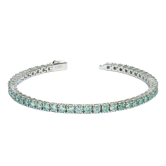 #1 55 VANNICK Teal-Blue Moissanite Tennis Bracelet in 925 Sterling Silver