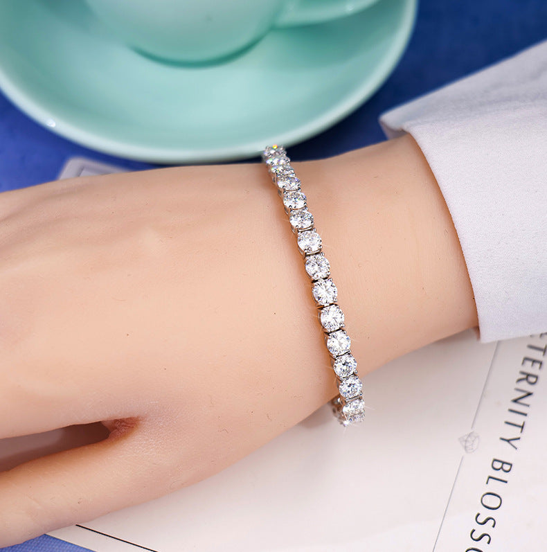 #74 Full Moissanite Tennis Bracelet 925 Sterling Silver Luxury Jewelry