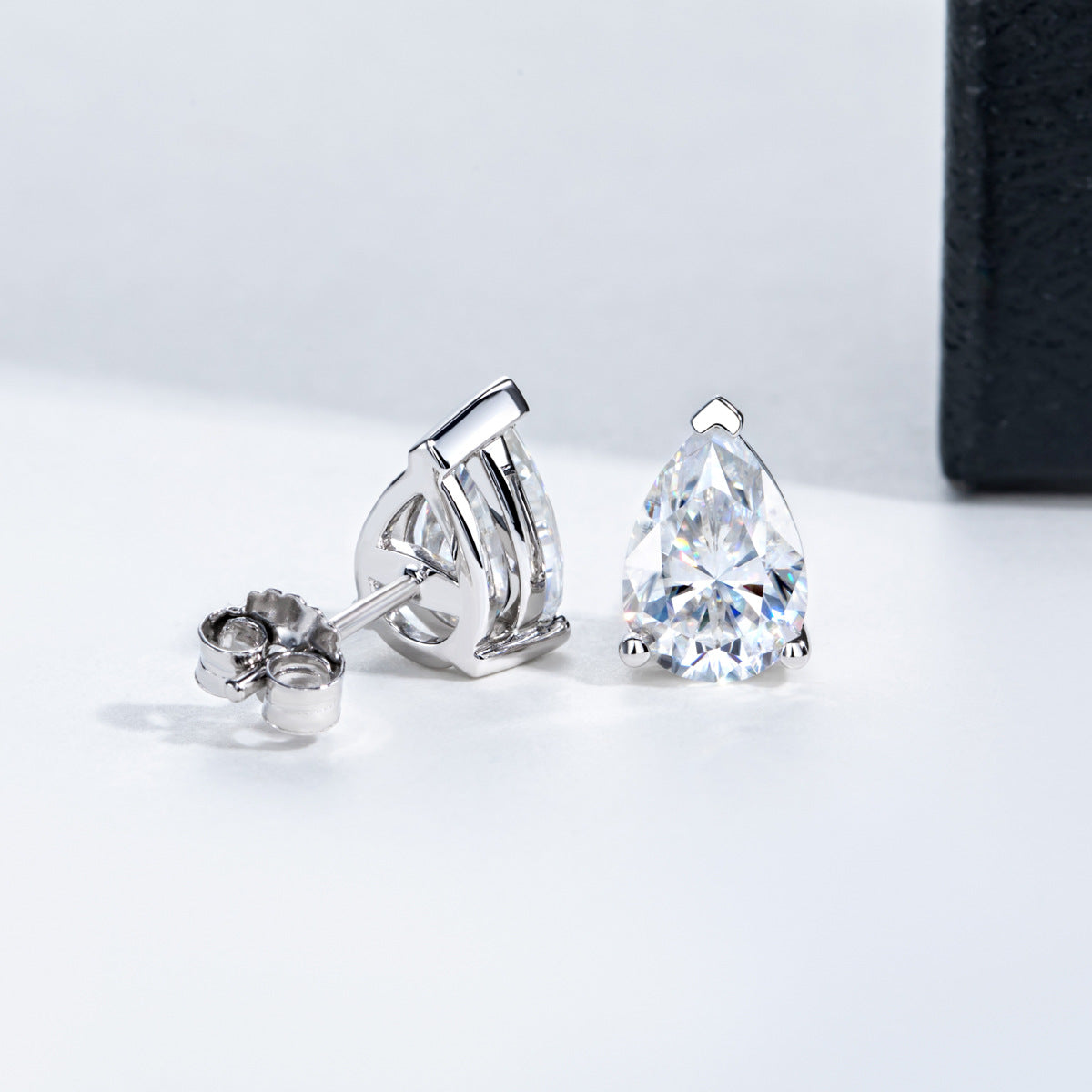 #126 Luxury Pear Moissanite Stud Earring in 925 Sterling Silver