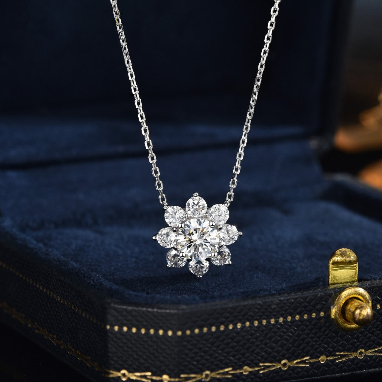 Cluster Moissanite Pendant Necklace#148