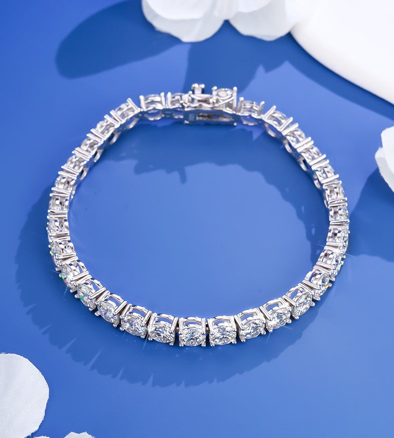 #74 Full Moissanite Tennis Bracelet 925 Sterling Silver Luxury Jewelry