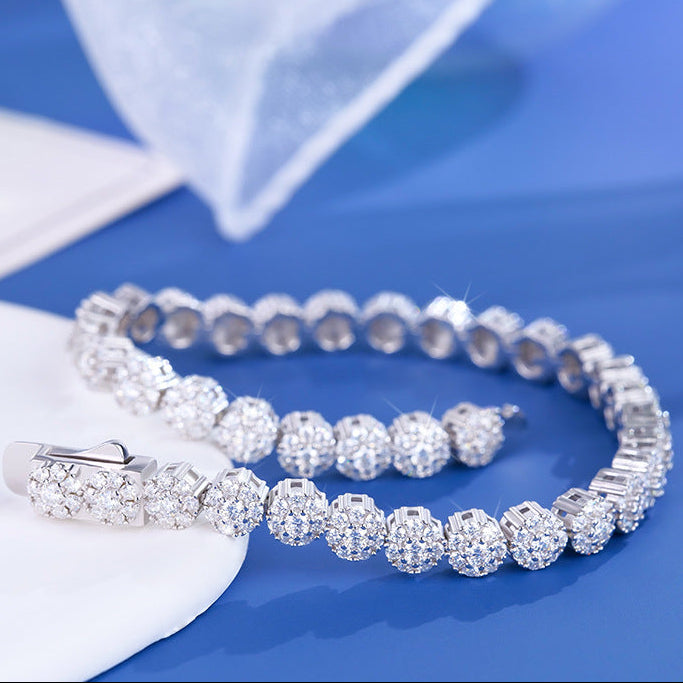 #161 VANNICK 5mm Cluster Moissanite Tennis Bracelet 925 Sterling Silver Halo Bracelet