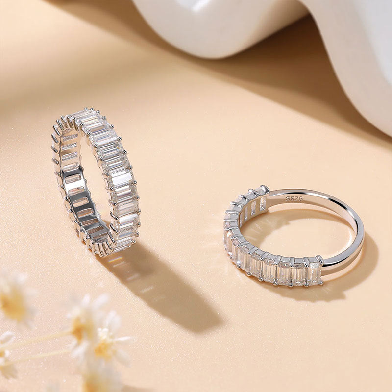 Emerald Moissanite Eternity Ring Stacking Band