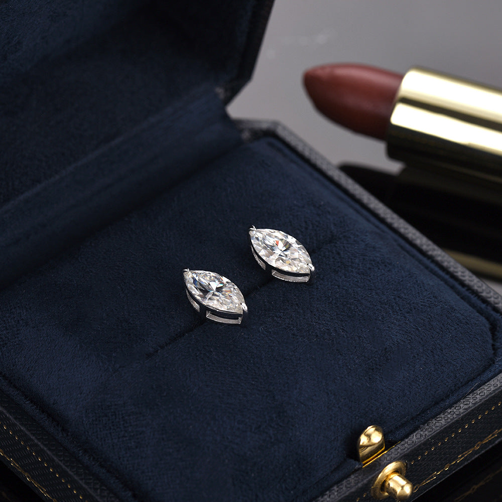 #95 VANNICK Marquise Cut Moissanite Stud Earrings – 1ct/2ct Options,925 Sterling Silver