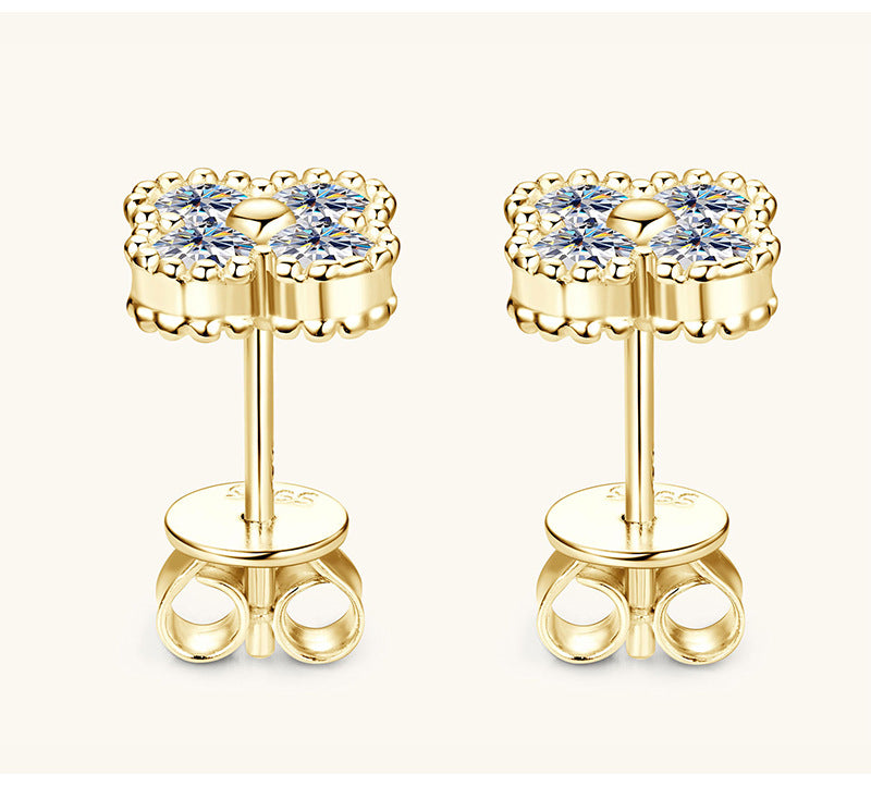 #71 VANNICK Four-Leaf Clover Moissanite Stud Earrings – S925 Silver