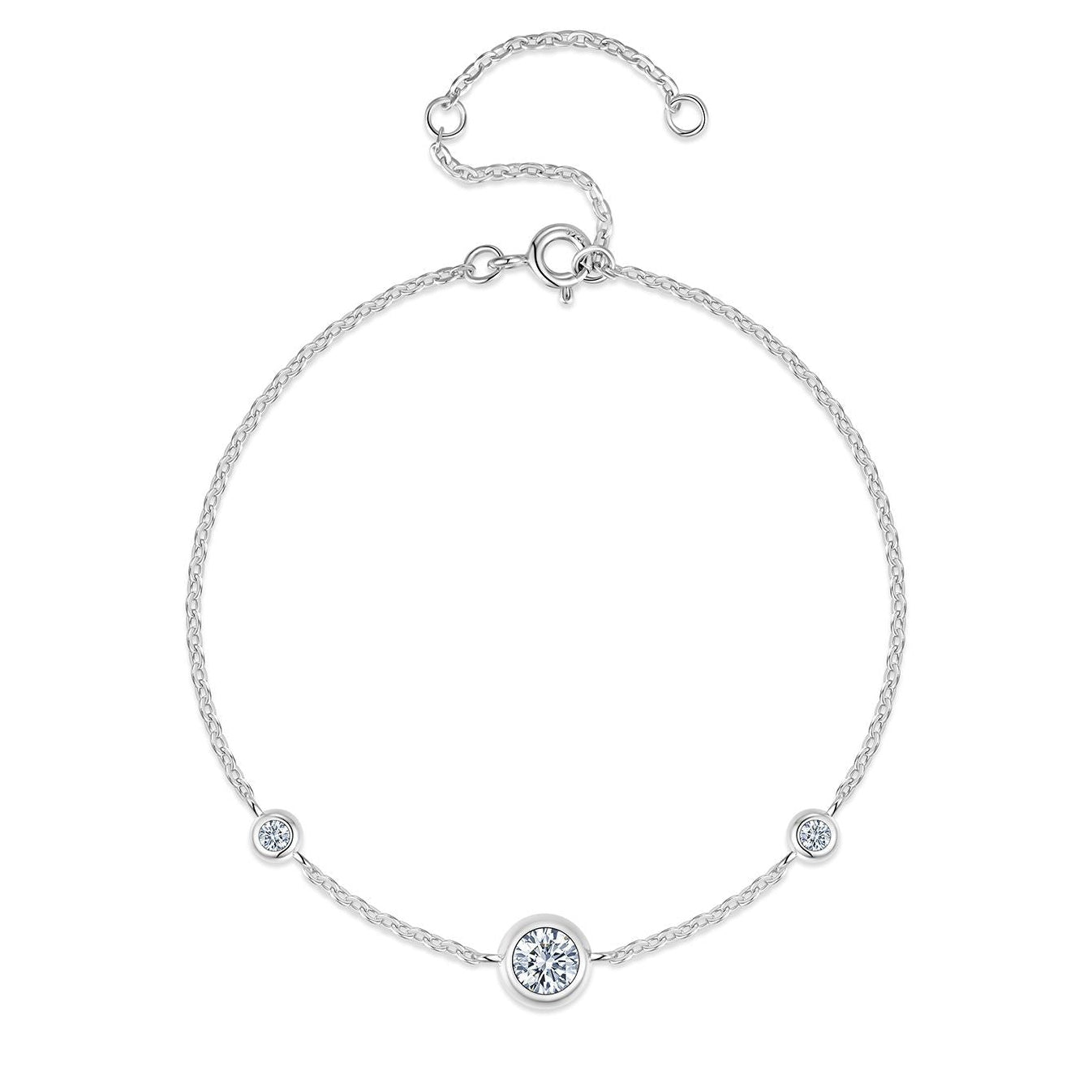 #145 VNK Bubble Thin Moissanite Bracelet for Women - 925 Sterling Silver