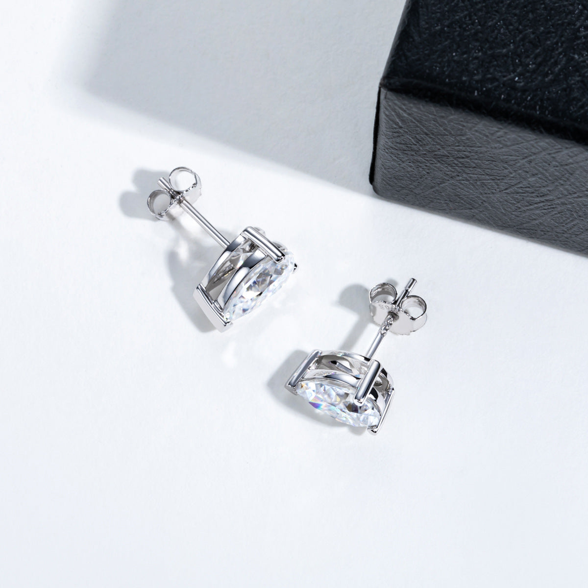 #126 Luxury Pear Moissanite Stud Earring in 925 Sterling Silver