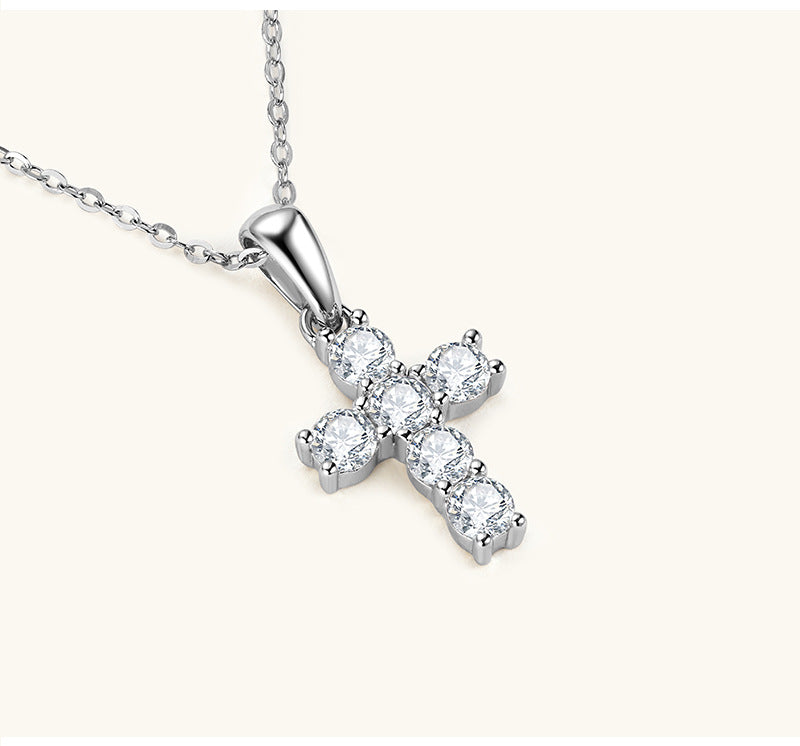 #109 French Vintage Cross Pendant Necklace 925 Sterling Silver Jewelry