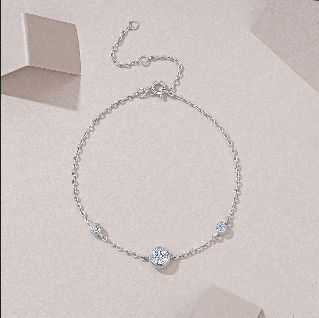 #145 VNK Bubble Thin Moissanite Bracelet for Women - 925 Sterling Silver