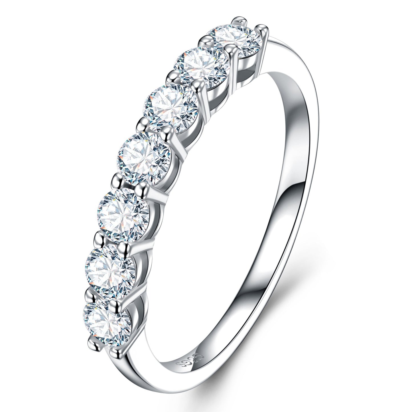 #06 Moissanite Half Eternity Rings 925 Sterling Silver Jewelry