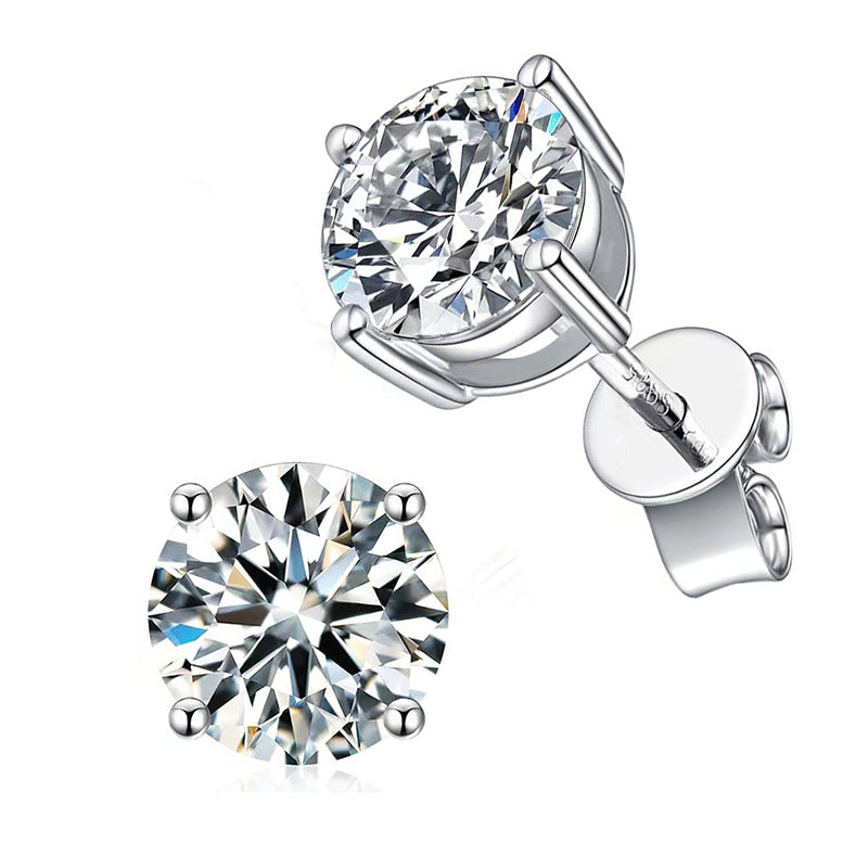#02 Four-Prong Moissanite Stud Earrings S925 Sterling Silver