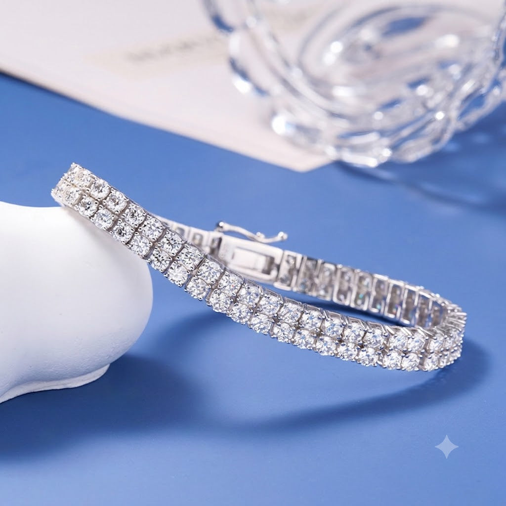 #153 VANNICK Double-Row Moissanite Tennis Bracelet in 925 Sterling Silver