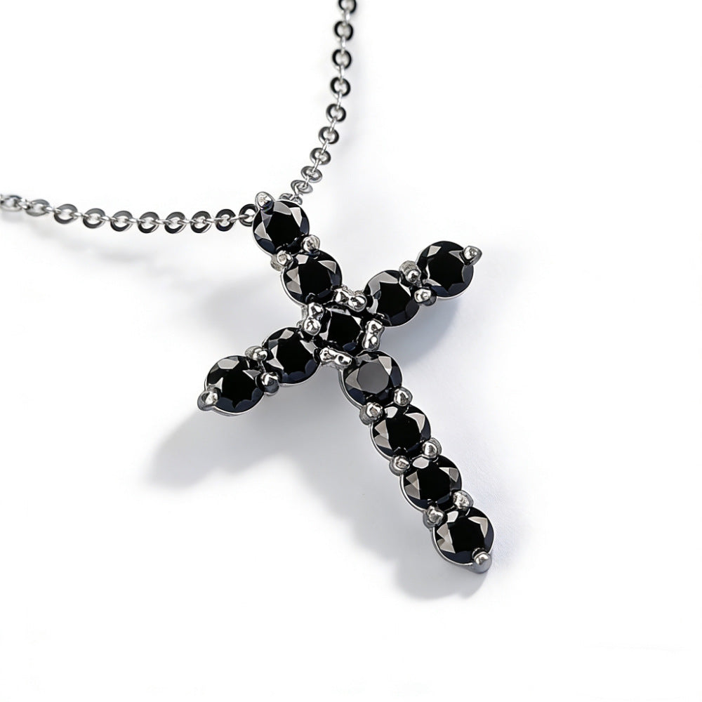 #107 Full Moissanite Gems Cross Pendant Necklace 925 Sterling Silver Jewelry