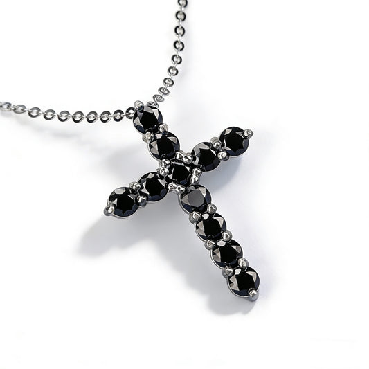 #107 Full Moissanite Gems Cross Pendant Necklace 925 Sterling Silver Jewelry