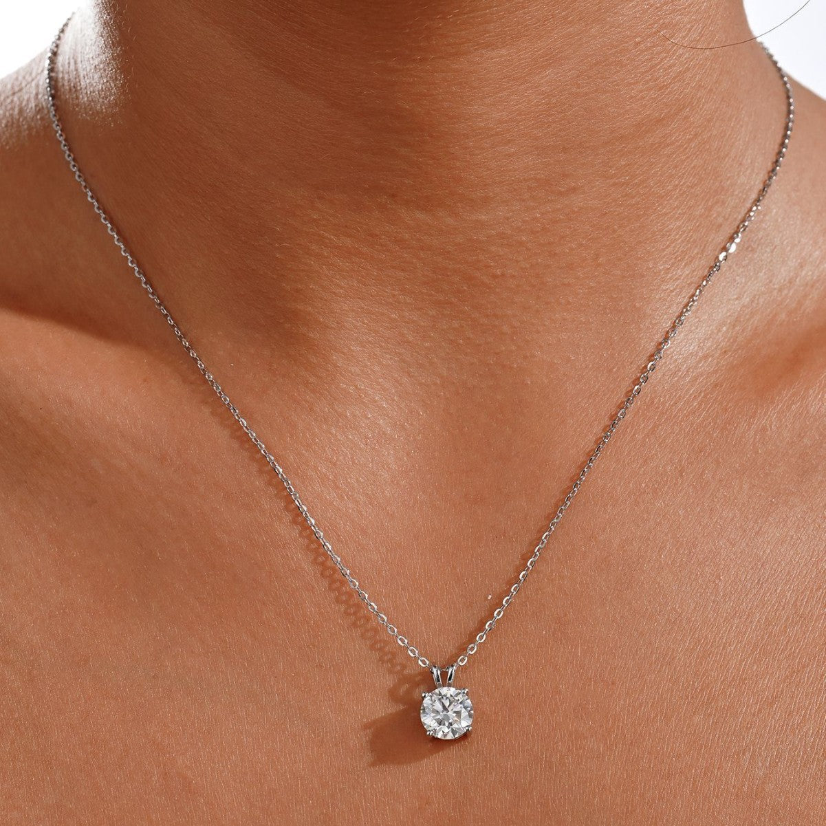 Classic Round Moissanite Solitaire Pendant Necklace#77