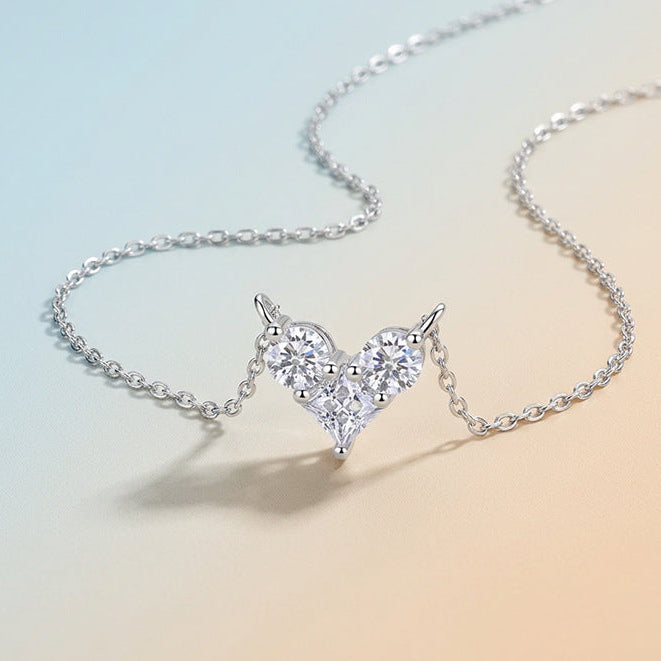 Geometric Heart Moissanite Pendant Necklace#177
