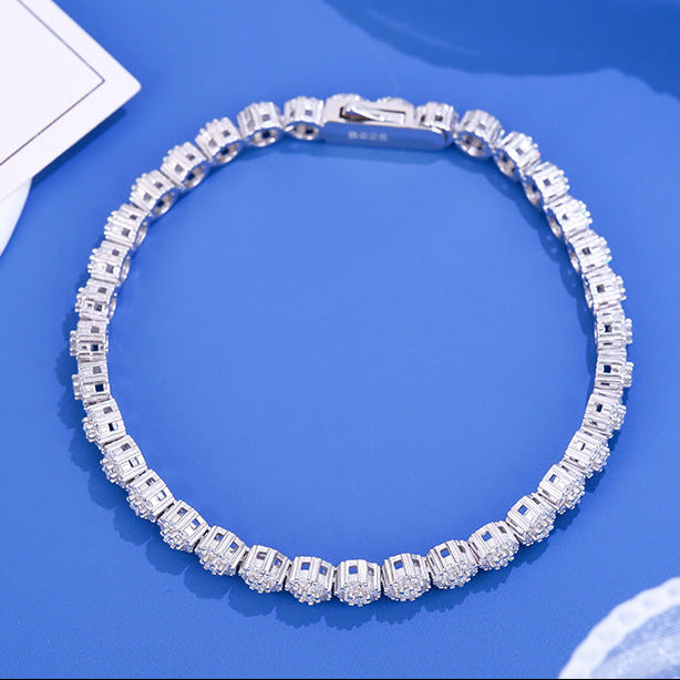 #161 VANNICK 5mm Cluster Moissanite Tennis Bracelet 925 Sterling Silver Halo Bracelet