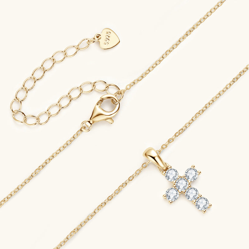 #109 French Vintage Cross Pendant Necklace 925 Sterling Silver Jewelry