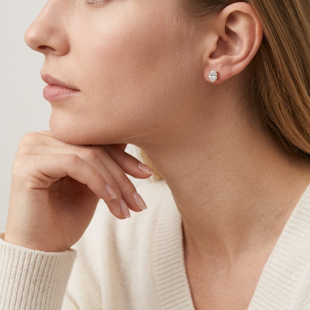 #13 VANNICK Oval Cut Moissanite Stud Earrings – 0.5ct/1ct/2ct Options,925 Sterling Silver Jewelry