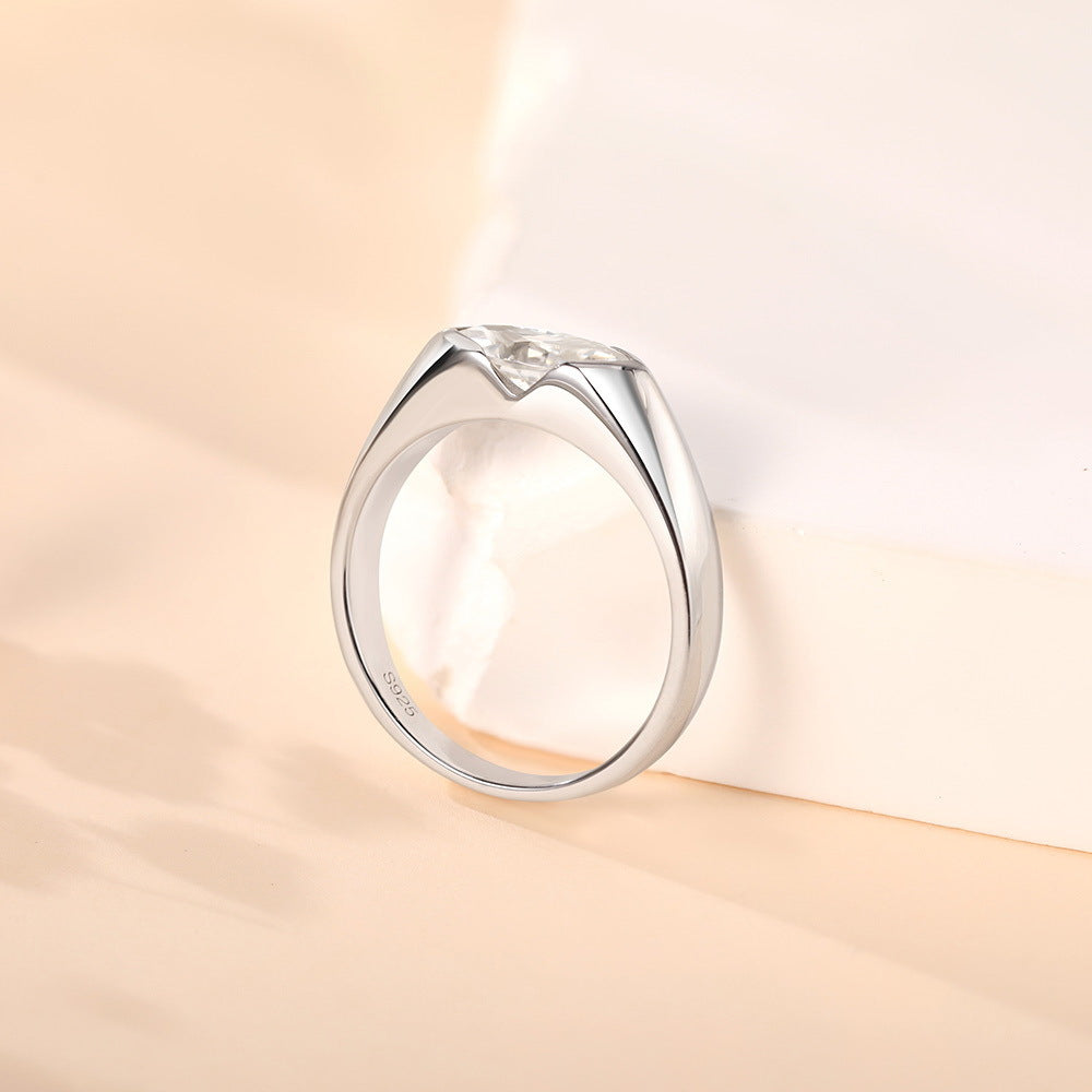#136 Bezel-Set Marquise Moissanite Ring – Daily Luxury Band