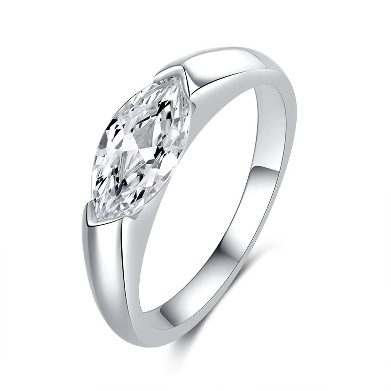 #136 Bezel-Set Marquise Moissanite Ring – Daily Luxury Band