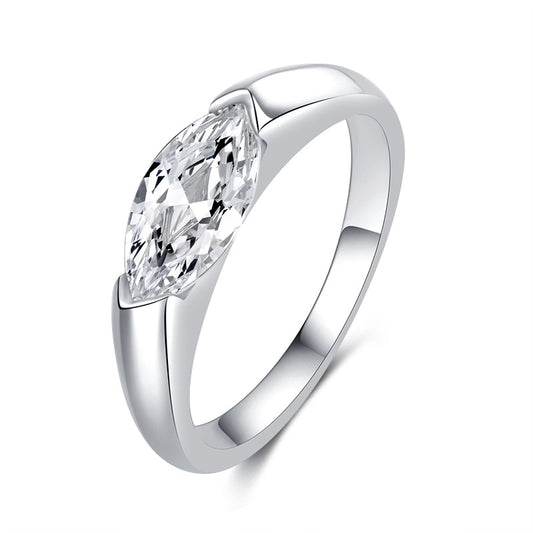 #136 Bezel-Set Marquise Moissanite Ring – Daily Luxury Band